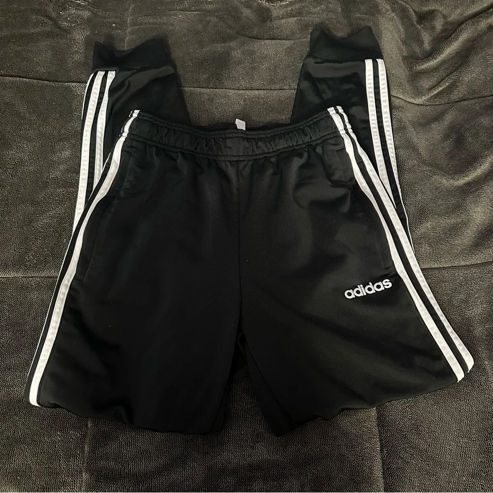 Adidas 3 Stripe Tapered Track Pants/Joggers With Zippered Pockets - Picture 1 of 5